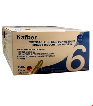 سرسوزن قلم انسولین کافبر سایز 6 بسته 100عددی